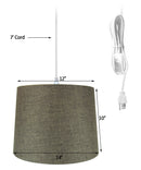 14"W 1 Light Swag Plug-In Pendant  Chocolate Burlap Shade White Cord