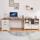 60 Inch L Shaped Desk With Farmhouse Cabinetry Storage