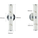 Resin Imitation Marble and Chrome Wall Sconce, Set of 2,Modern Vertical Light Fixture for Bathrooms, Hallways, and Bedrooms (Only Indoor)