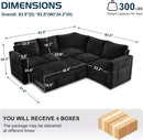 Black 83Inch Deluxe Sleeper Sectional Sofa With Storage