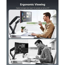 Dual Monitor Stand With USB Port Height Adjustable Arms