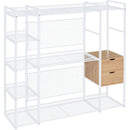 Open-Style Wardrobe with Hanging Rails, Shelves and Drawers, White