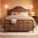 Rustic Brown 9 Drawer Dresser With TV Stand Media Console