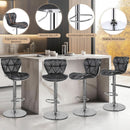 Grey Adjustable PU Leather Swivel Bar Stools Set of 2, Counter Height