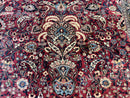 Antique Persian Mashad Rug 10x12, Red and Ivory, Signed by Master Weaver