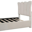 Twin Size Upholstered Platform Bed Velvet Upholstered Bed, Beige