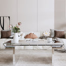 Luxury Rectangular Mirror Coffee Table with Fluted Tempered Glass, Light Luxury Style, Easy Assembly