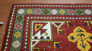 Colorful Moroccan Heriz Rug 6x9, Large Central Medallion, Red Yellow Blue