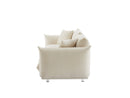 Oversized Loveseat Sofa for Living Room, Sherpa Sofa with Metal Legs, 3 Seater Sofa, Solid Wood Frame Couch with 2 Pillows, for Apartment Office Living Room - White