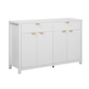 Modern Wave-Pattern Sideboard Cabinet with 2 Drawers and 4 Doors, 3-Level Adjustable Shelves, Aluminum Arc Handles, Scandinavian Style, 3 Colors, Suitable for Entryway, Living Room, Foyer