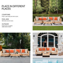 5 Piece Outdoor Patio Set Salmon Orange Wicker Sectional