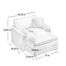 Classic Modern Deep Seat Sofa with Footstool and Pillow, Grey Corduroy, Living Room & Bedroom