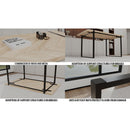 59' MDF light wood dining table and modern dining chair 4-piece set, medieval wooden kitchen dining table set, rectangular metal base, dining table and suede chair