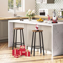 Bar Height Stools Set Of 2 With Footrest Rustic Brown