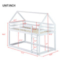 Twin over Twin Rubber Wood Floor Bunk Bed, with ladder,Guardrails,House-Shaped-Bunk Bed,White