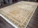 Large Spanish Portuguese Rug 9x15, Beige, Vintage, Allover Pattern, Wool