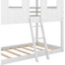 Twin House Bunk Bed With Playhouse White And Gray Finish
