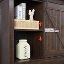 Espresso Dresser With FiveDrawers Sliding Barn Doors