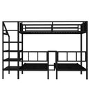 Twin over Twin & Twin Bunk Beds for 3, Twin XL over Twin & Twin Bunk Bed Metal Triple Bunk Bed with Desk & Shelves, Space Saving/Noise Reduction, Black