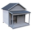 Large balcony doghouse, 44.2' long x 44.6' wide x 44.6' high solid wood asphalt roof dog house for large dogs with large terrace, weatherproof large dog house,