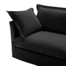 Slipcovered Long Sofa, 4 Seater Sofa with Removable Cover, Extra Deep Couch for Living Room, ,Chenille Fabric Cloud Like Comfy Sofa Couch, Black Chenille Fabric