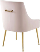 Pink Velvet Dining Chair With Gold Accents For Dining Room
