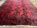 Afghan Turkoman Rug 9x10, Red Beshir Carpet, Tribal, Wool, Antique