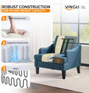 Navy Blue Linen Upholstered Accent Chair Modernist Design