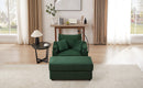 Modern Style Single Sofa Couch with Storage, USB Ports, Cup Holders, Green Corduroy