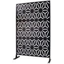 Outdoor & Indoor Privacy Screen Metal Privacy Screen 76' H×48' W, Freestanding Decorative Privacy Screen for Deck Balcony Patio, Privacy Fence Panels for Outside Lawn Garden PS118 BLACK