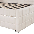 Full Size Upholstered L-Shaped Upholstered Daybed with Twin
Size Pop Up Trundle and USB ports, Beige