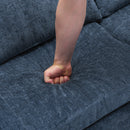 2-in-1 Sofa 82' Three-seater Sofa with Sofa Bed and Reversible Recliner, Blue Chenille
