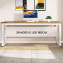 63 Inch L Desk With File Cabinet Walnut White Finish