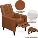 Brown Faux Leather Recliner Sofa Adjustable Back Footrest