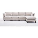 Modular Sectional Sofa,  L Shaped Couch Set for Living Room, 4-Seater Comfy Cloud Couches with Movable Ottoman Beige