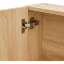 Natural Wood Grain Multi-Function Mirror Cabinet - Clear Mirror and Storage Space. MDF material mirror cabinet,a separate wall mounted bathroom mirror for storage and space saving.