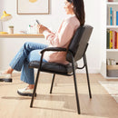 Black Faux Leather Office Guest Chair With Metal Frame