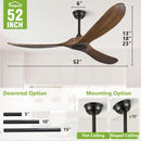 Outdoor Ceiling Fan 52 Inch Remote Control For Patios