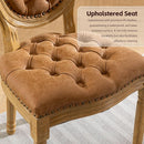 PU Leather Dining Chairs Set of 6 Orange Round Back with Nailhead Trim