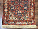 Persian Malayer Rug 4x7, Tribal Rug, Geometric, Antique Oriental Carpet, Red Blue Cream, Boho Rug, Hand Knotted Wool Rug