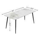 Dining Table with Sintered Stone Tabletop and Metal Legs, 63' Rectangular Modern Kitchen & Dining Room Table With 4 Dining Chairs