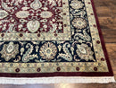 Indo Persian Rug 10x14, Floral Allover, Maroon, Handmade Hand Knotted VIntage Wool Rug, Large Oriental Carpet