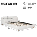 Queen Size Upholstered Platform Bed with Two Removable Pillow Headboard,Boucle Fabric,White
