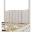 Full Size Upholstery Canopy Platform Bed with Trundle and Three Storage Drawers, Beige