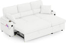 Pull Out Convertible Sofa Bed With Hidden Storage Teddy White