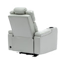 Modern PU Leather Power Recliner with Cooling Cup Holder, Bluetooth Speaker, LED Lights, USB Ports, Tray Table, Arm Storage, Grey