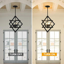 18 Inch Black Geometric Industrial Farmhouse Chandelier With 4 Lights Adjustable Height