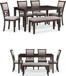 Cherry Brown Transitional Table Set Cushioned Chairs