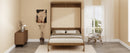 Full Size Solid Wood With Rattan Murphy Bed Cabinet Space-Saving Bed with 2 Side Cabinet Storage Shelves, Perfect for Guest Room, for Bed Room, Guest Room, Home Office, Walnut