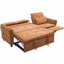 2-in-1 Sofa 82' Three-seater Sofa with Sofa Bed and Reversible Recliner, Orange Chenille